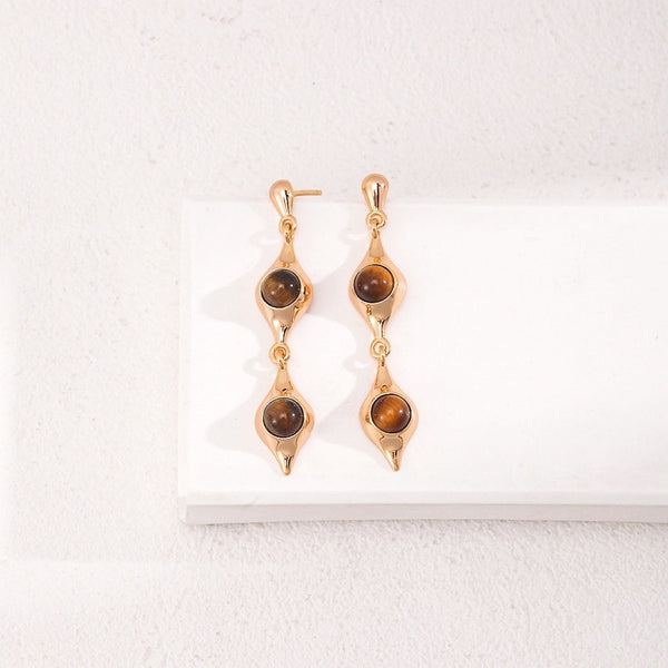 E01109-2 Pure Silver Tiger's Eye Earrings