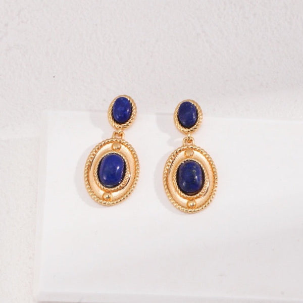 E01107 Natural Lapis Lazuli Sterling Silver Earrings