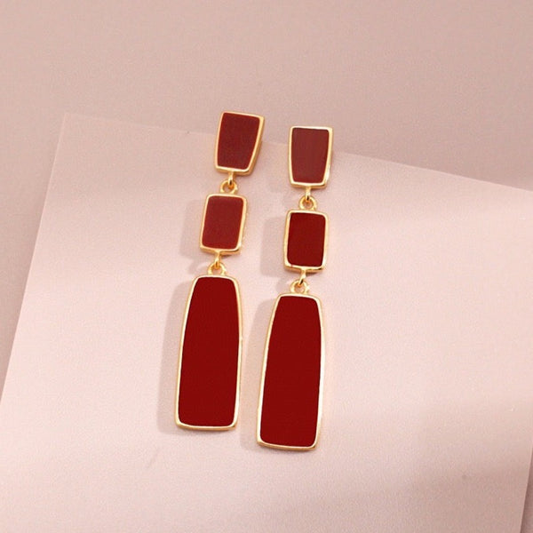 E0695 Chinese Red Drip Uranium Earrings