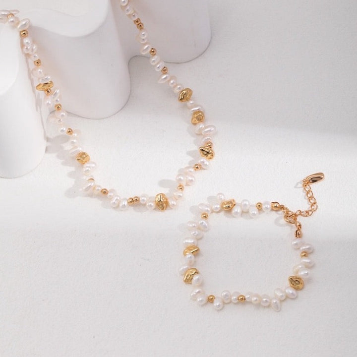 Natural Irregular Pearl Bracelet and Necklace 