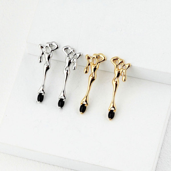 E0877 Pure Silver Agate Earrings