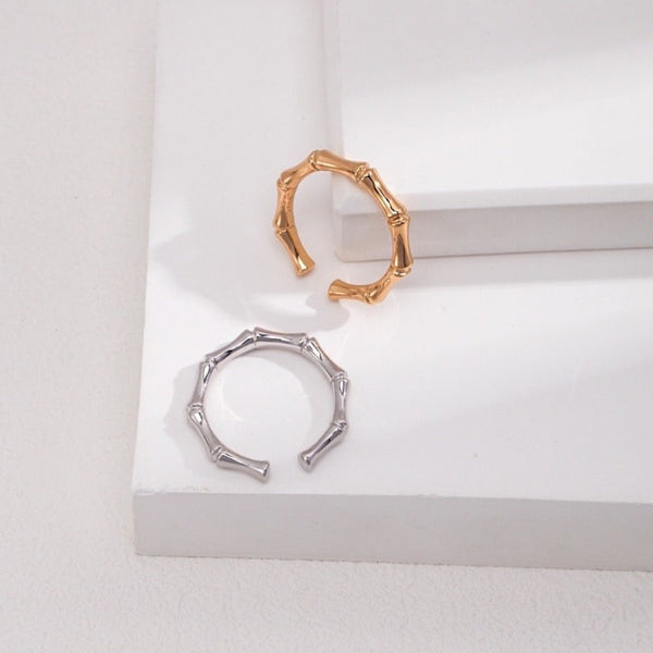 J0236 Pure Silver Gold-plated Bamboo Knot Ring