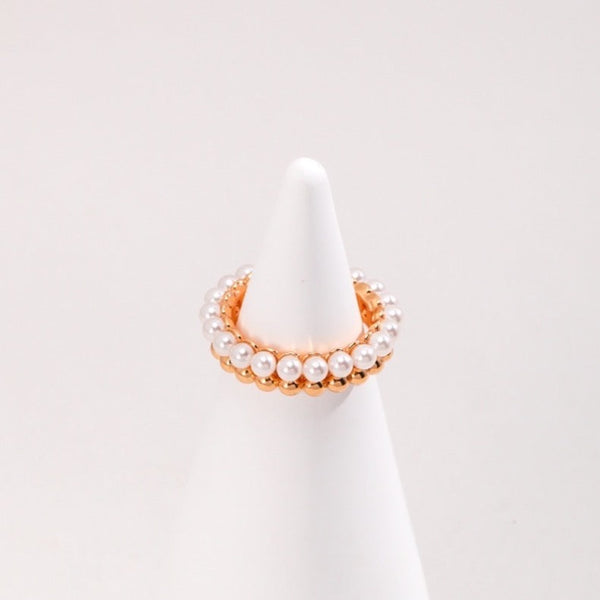 J0218 Vintage-inspired Half-Pearl Half-Silver Ring