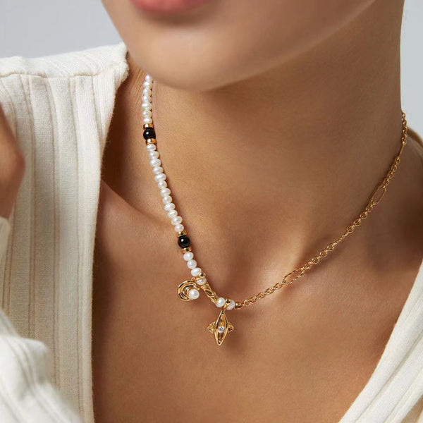 D0354 Celestial Harmony Jewelry Series - Sterling Silver Pearl Necklace